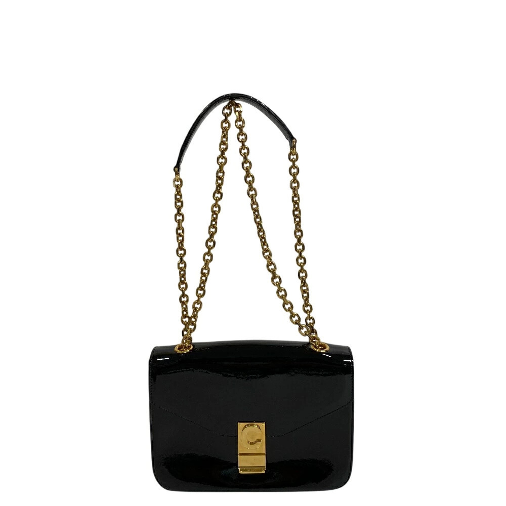 CELINE Flap Bag Chain Shoulder Handbag Crossbody Black
